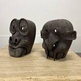 Pair of Asian theater masks