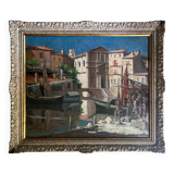 Painting hsp pierre mandonnet (1891-1970) "the mirror with birds - martigues