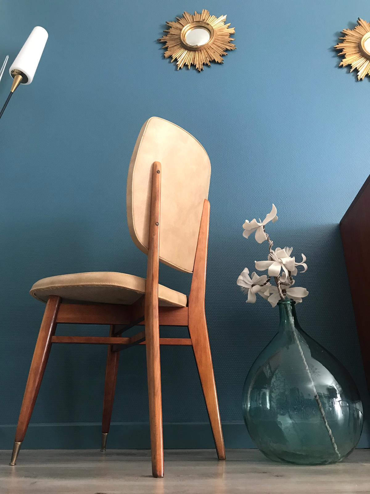 Set de 5 chaises aux pieds compas scandinave vintage 1960
