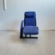 1980s Designer Lounge Chair in black fabric and blue Alcantara cover