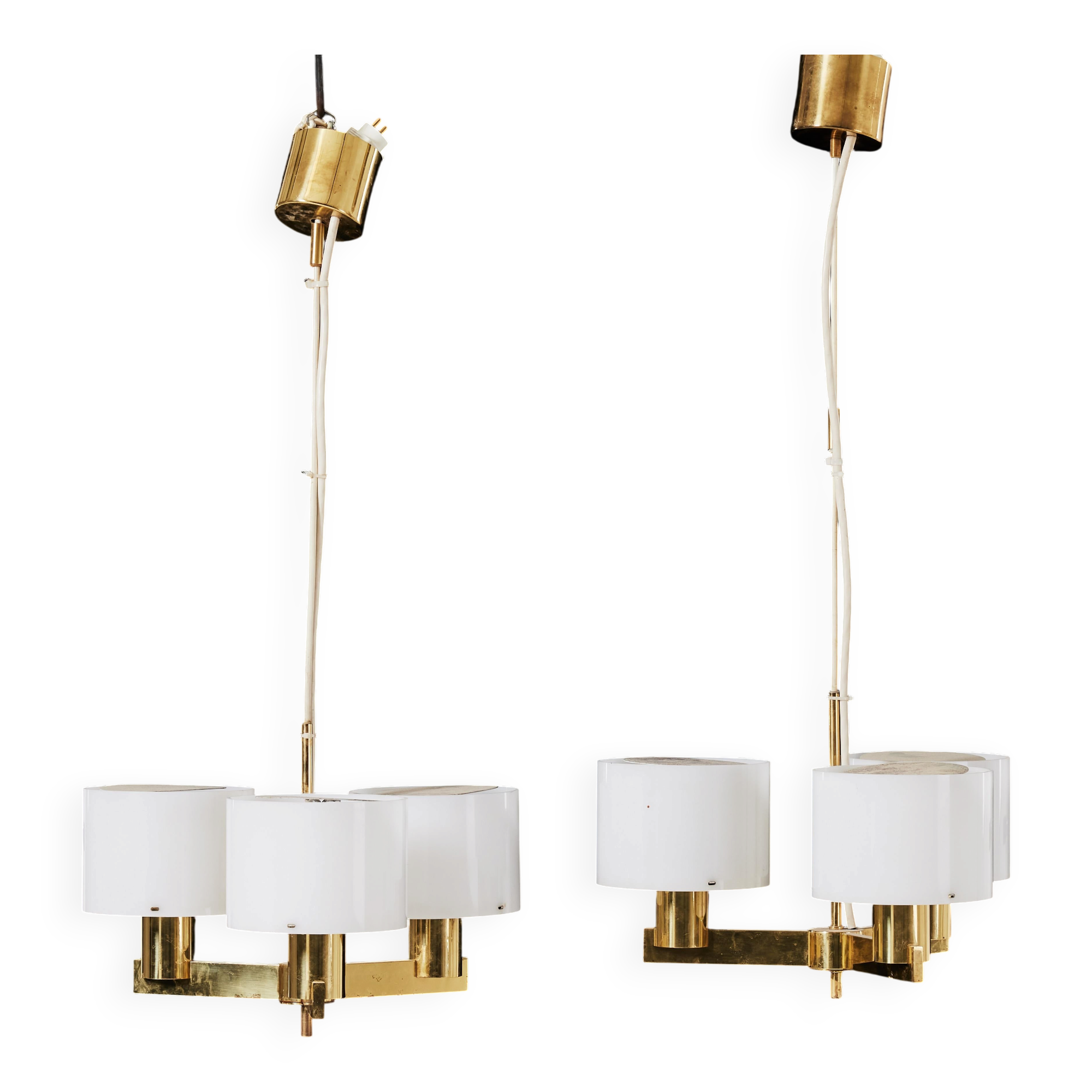 Three-armed chandelier by hans agne jakobsson ab markaryd sweden marked 1960.