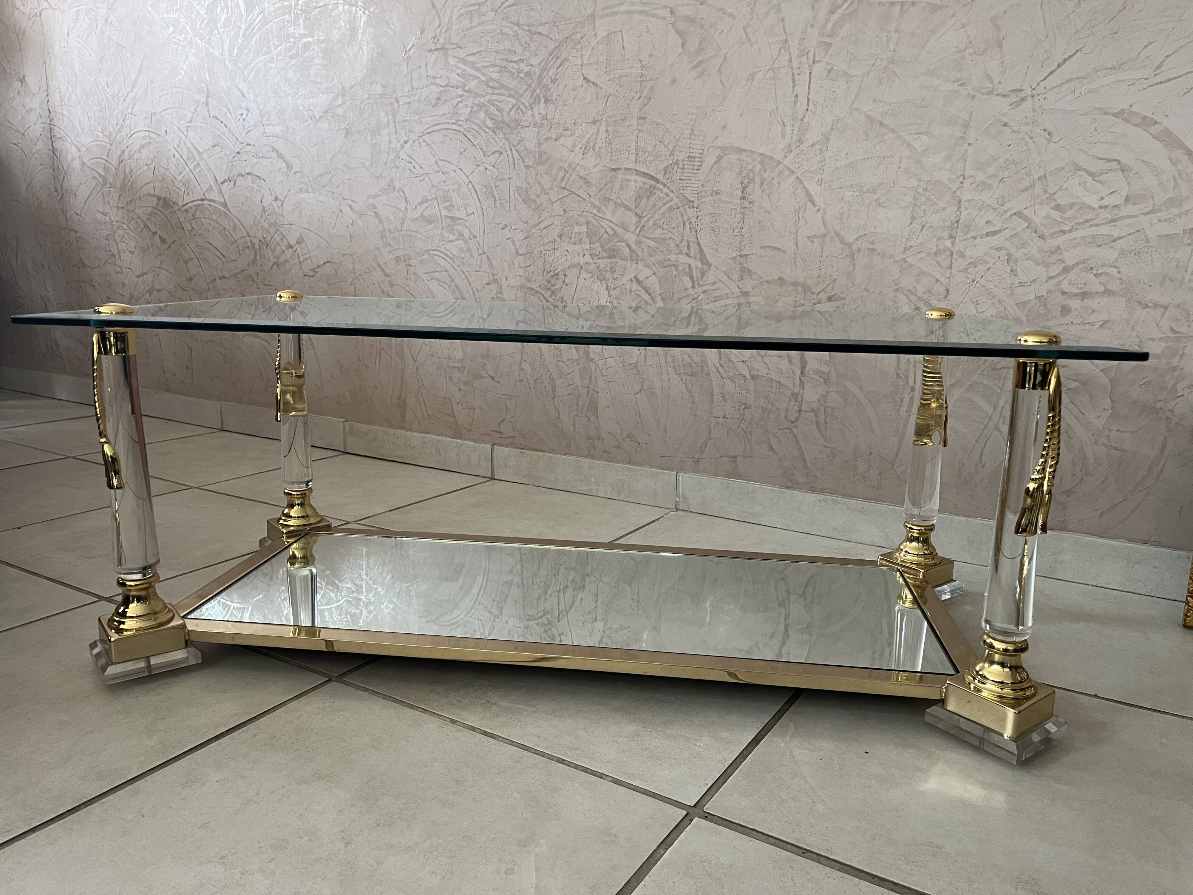 Hollywood Regency Glass Coffee Table