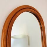 Large Scandinavian style arc wall mirror in bamboo