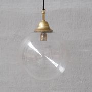 Clear italian mid-century glass and brass pendant light