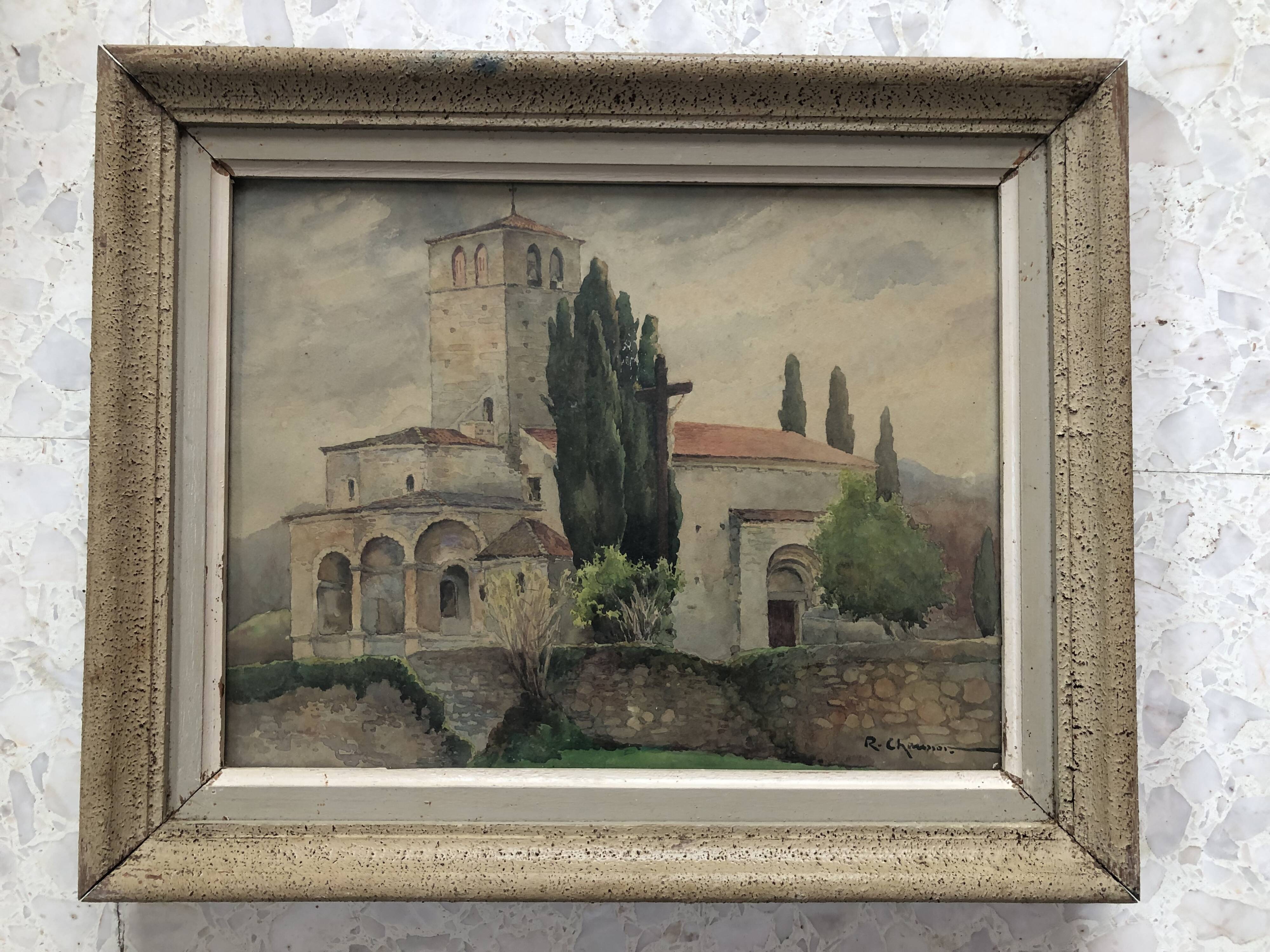 Watercolor paper church of st just de valcabrere haute garonne 31, r. chausson