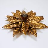 Hans Kögl Hollywood Regency Florentine Wall Light Ceiling Fixture in Gold Metal