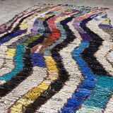 Tapis multicolor en tissu boucherouite 142x250cm