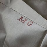 Set de 6 serviettes en lin caviar 1930 brodées MG rouge 65 x 85