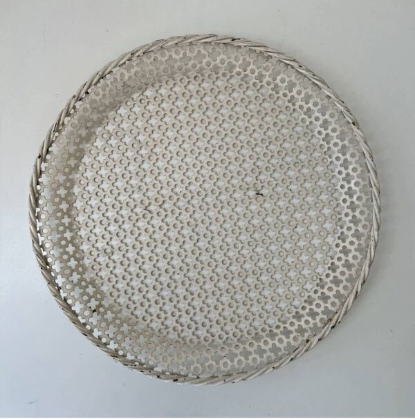 Plateau rond en tôle ajourée Mathieu Mategot 1960 ?