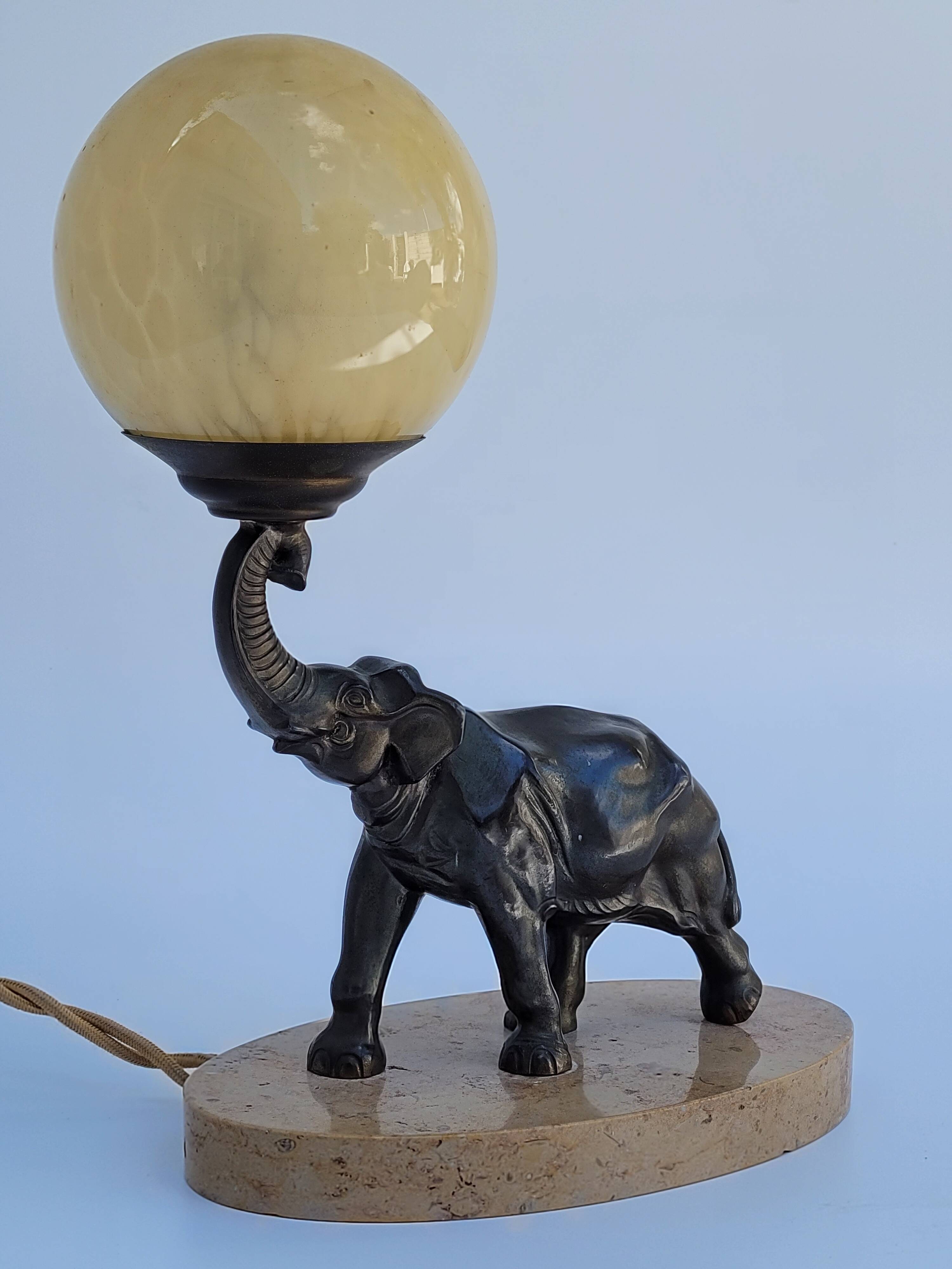 Old art deco elephant night light bedside lamp