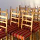 Vintage danish brutalist ladder back oak dining chairs