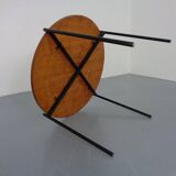 Round teak and steel coffee table from Thonet, 1950s.