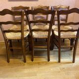 Series of 6 straw chairs