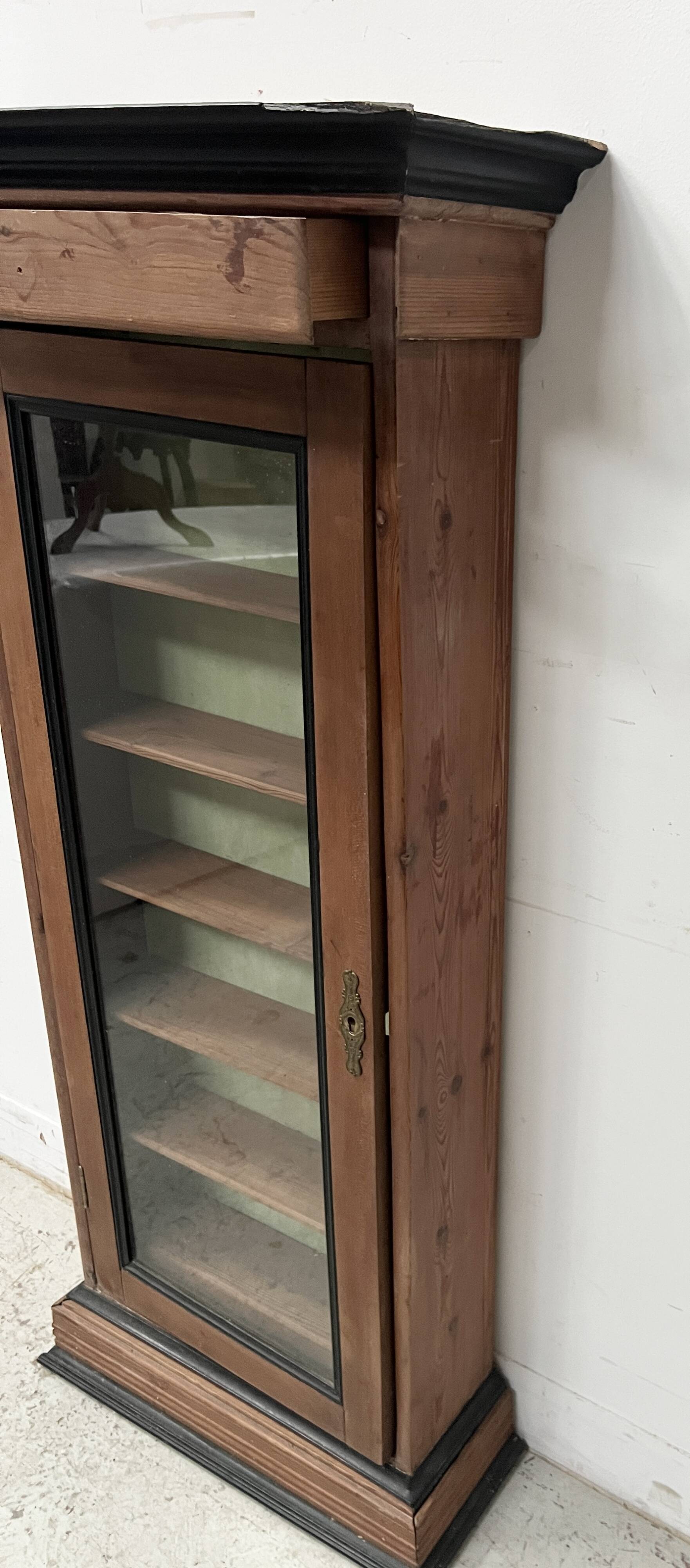 Vitrine murale en bois naturel XIX siècle