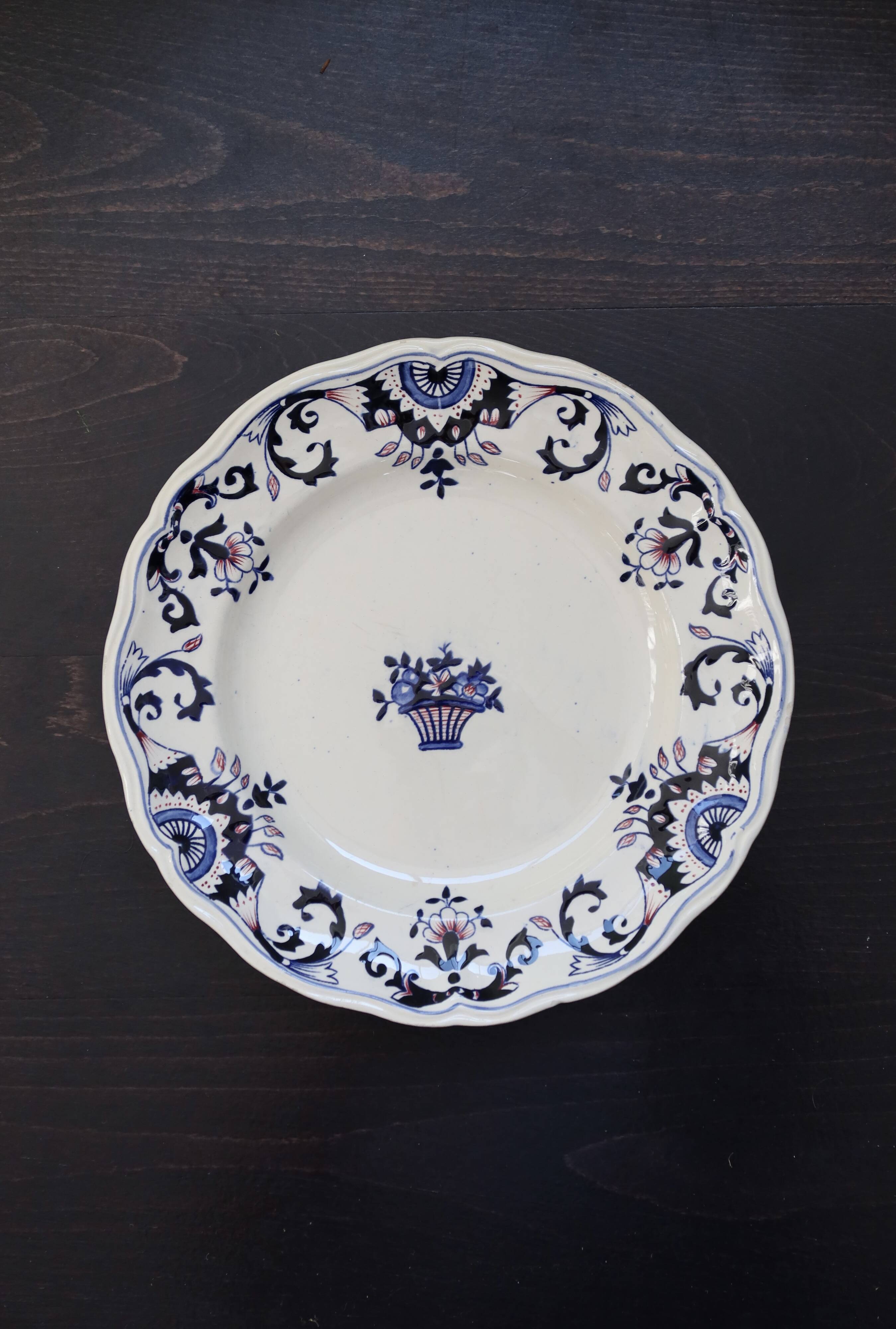 Antique ironstone plate Longchamp – Rouen model