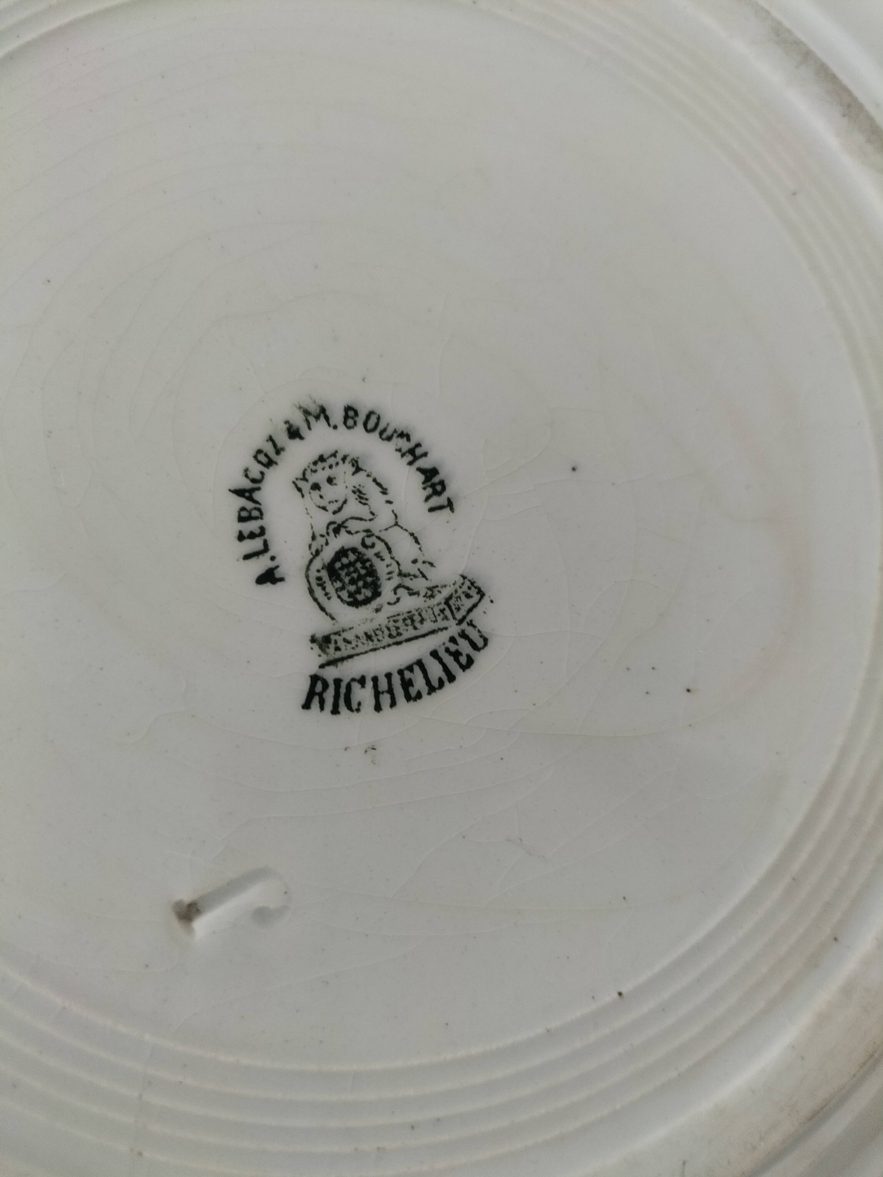4 ironstone plates A. Lebacqz & M. Bouchart Richelieu model