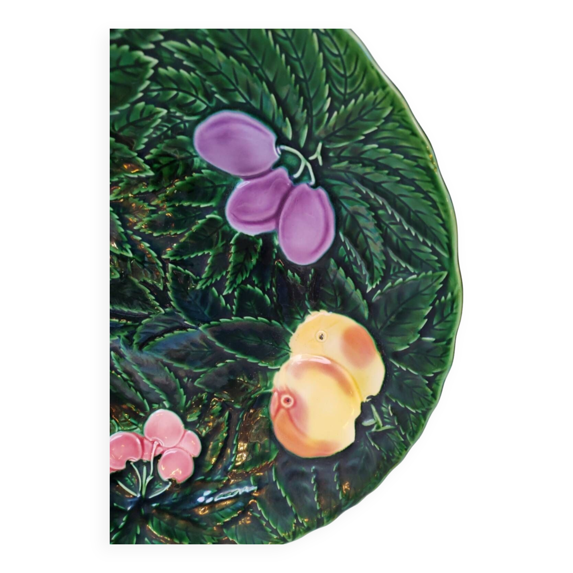 Grand plat en barbotine de salins les bains. Années 50