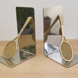 Paire de serre-livres vintage en forme de raquette de tennis – années 1980