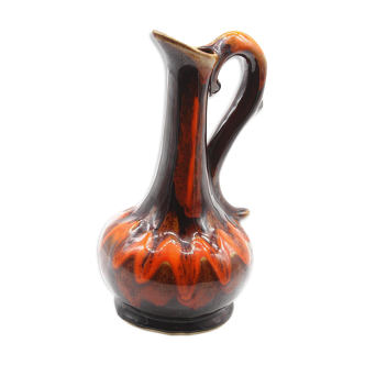 Carafe en céramique orange vintage