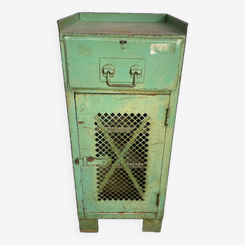 Cabinet with 1 door and 1 industrial metal drawer, 1950