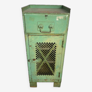 Meuble armoire à 1 porte 1 tiroir industriel métal 1950