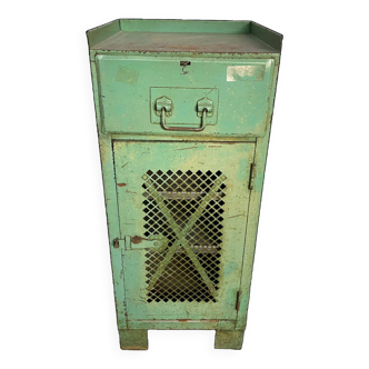 Cabinet with 1 door and 1 industrial metal drawer, 1950