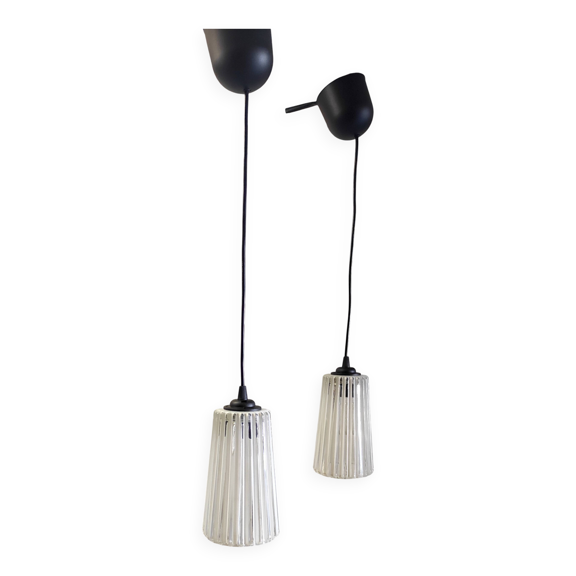 Duo de baladeuses en verre soufflé, milieu XXème