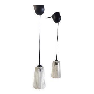 Pair of blown glass portable lamps - mid-20th century