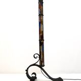 Poliarte Brutalist Italian Wrought Iron and Color Raw Glass Floor Lamp, 60