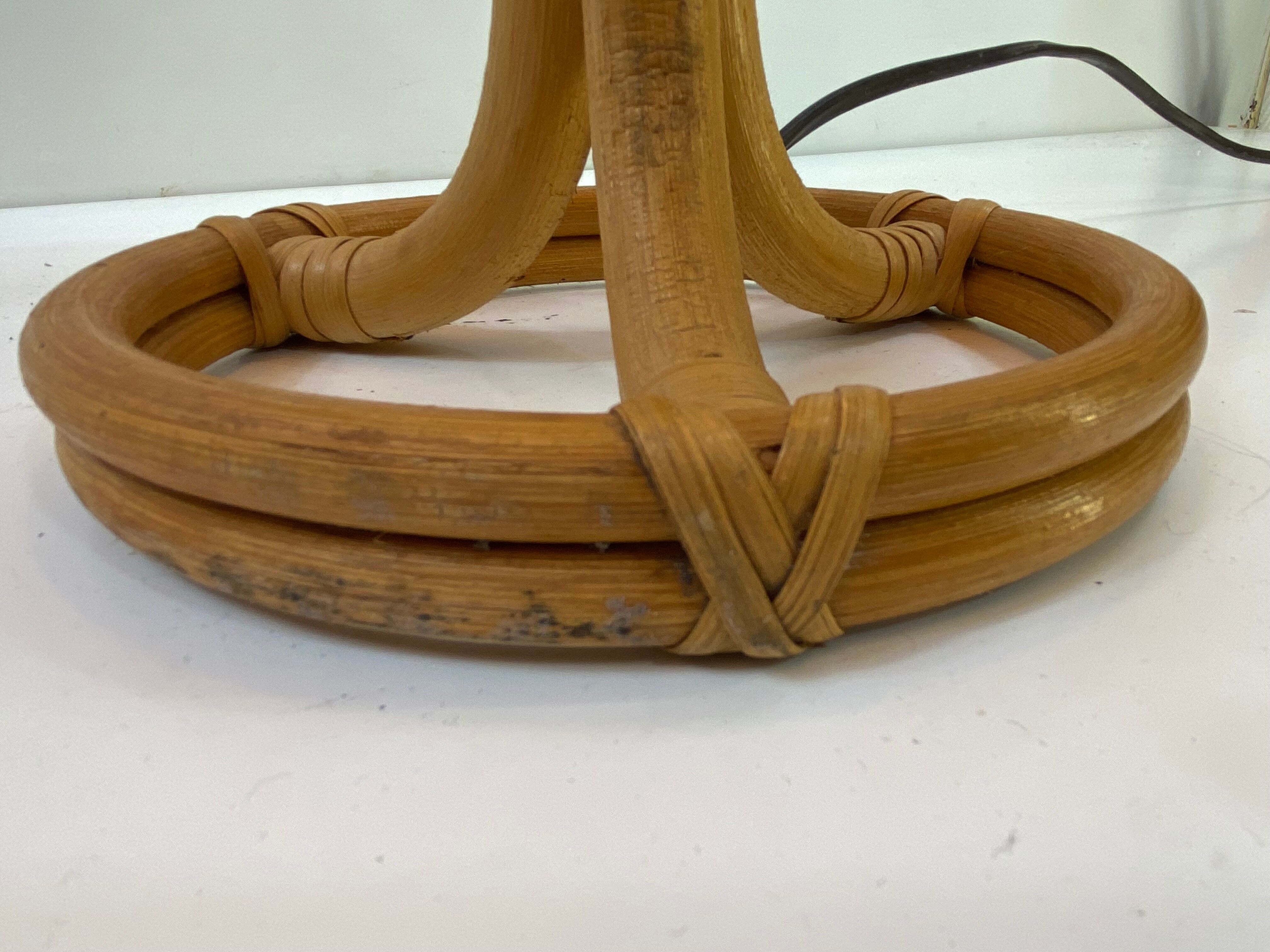 Vintage table lamp rattan and wicker 1970