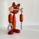 Tire-bouchon chat en bois vintage