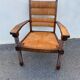 Vintage armchair in straw and brutalist wood