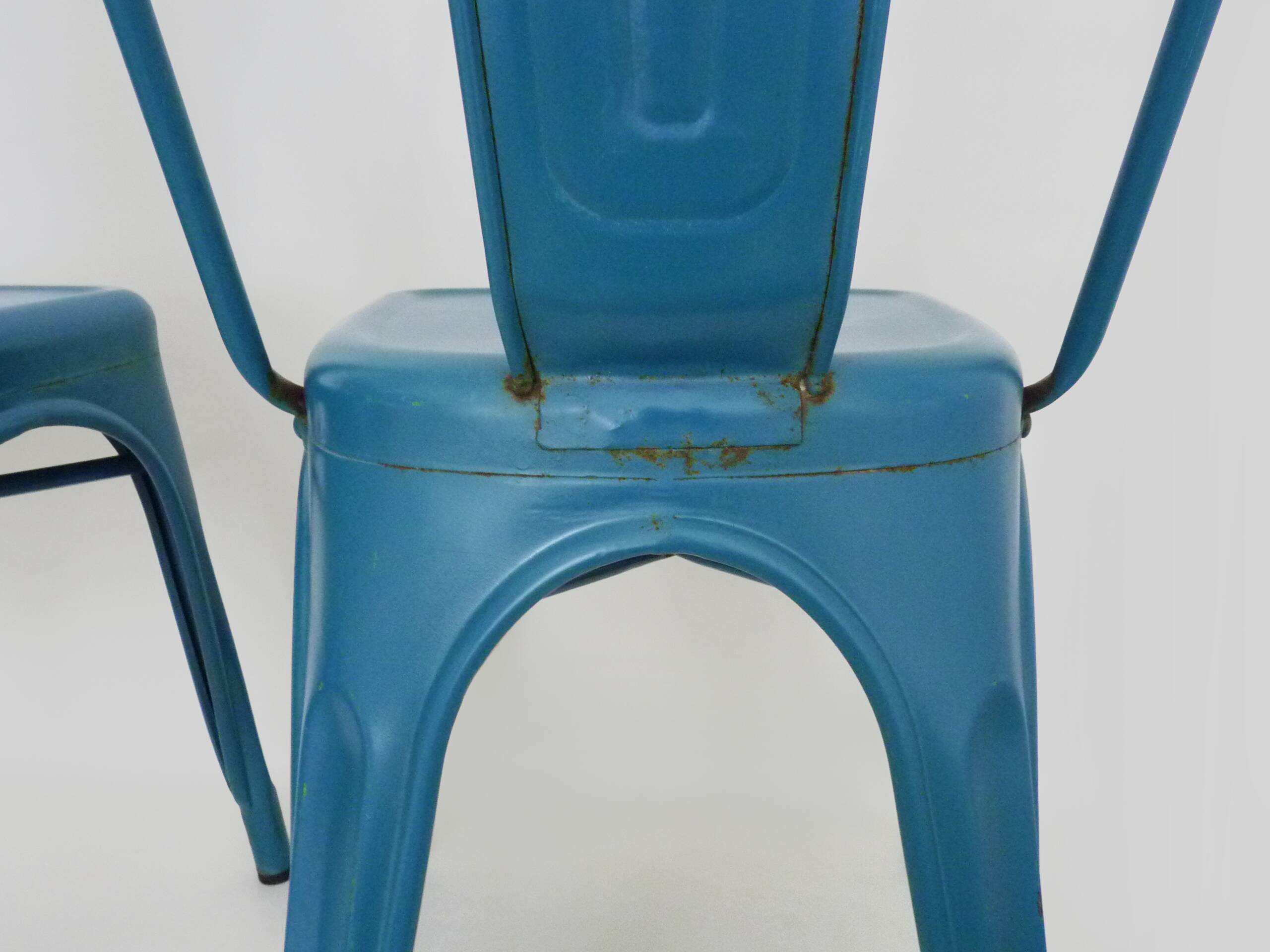 Pair of Tolix Chairs in blue metal by Xavier Pauchard