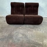 Pair of brown corduroy armchairs