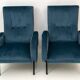 Paire de fauteuils inclinables en velours italien de style milieu de siècle de Marco Zanuso