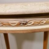 Pedestal table in whitewashed wood and travertine top