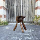 Tabouret Billot en Bois Massif – Sculpture Organique H54cm