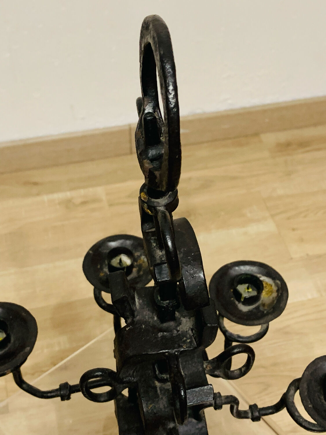 Black brutalist candlestick with 7 lights