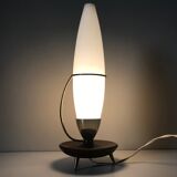 Lamp tripod teak and opaline 1960