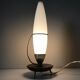 Lampe tripode teck et opaline vintage 1960