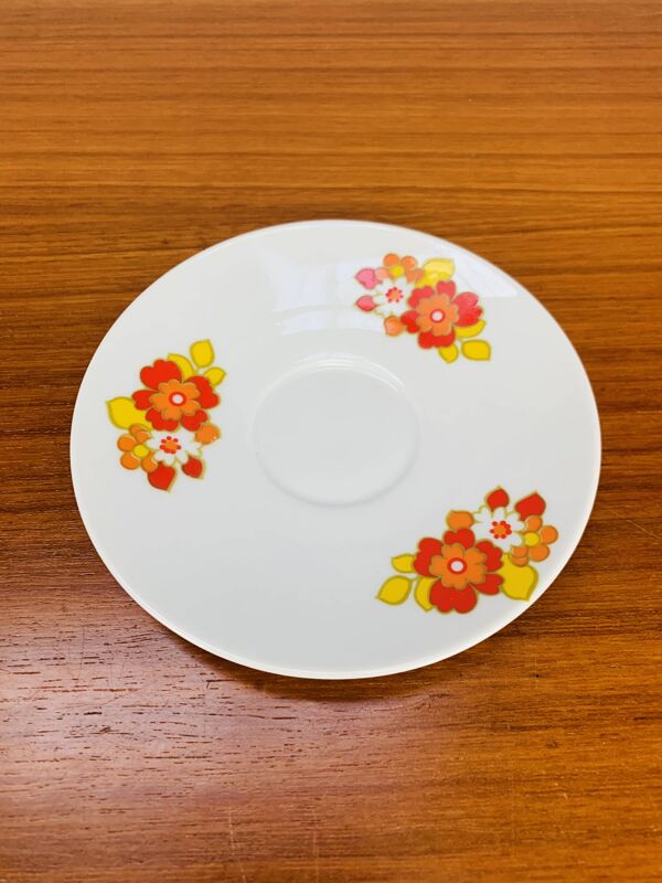 Service à thé et dessert en porcelaine à décor de fleurs, Allemagne 1970