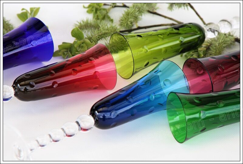 Model Bubbles series of 6 color St Louis Crystal champagne flutes
