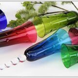 Model Bubbles series of 6 color St Louis Crystal champagne flutes