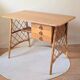 Vintage desk L. Sognot in wood and rattan