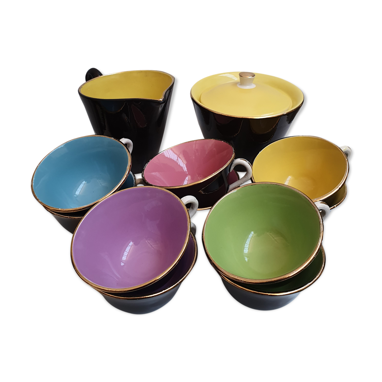 Black 60s coffee service Digoin - Sarreguemines
