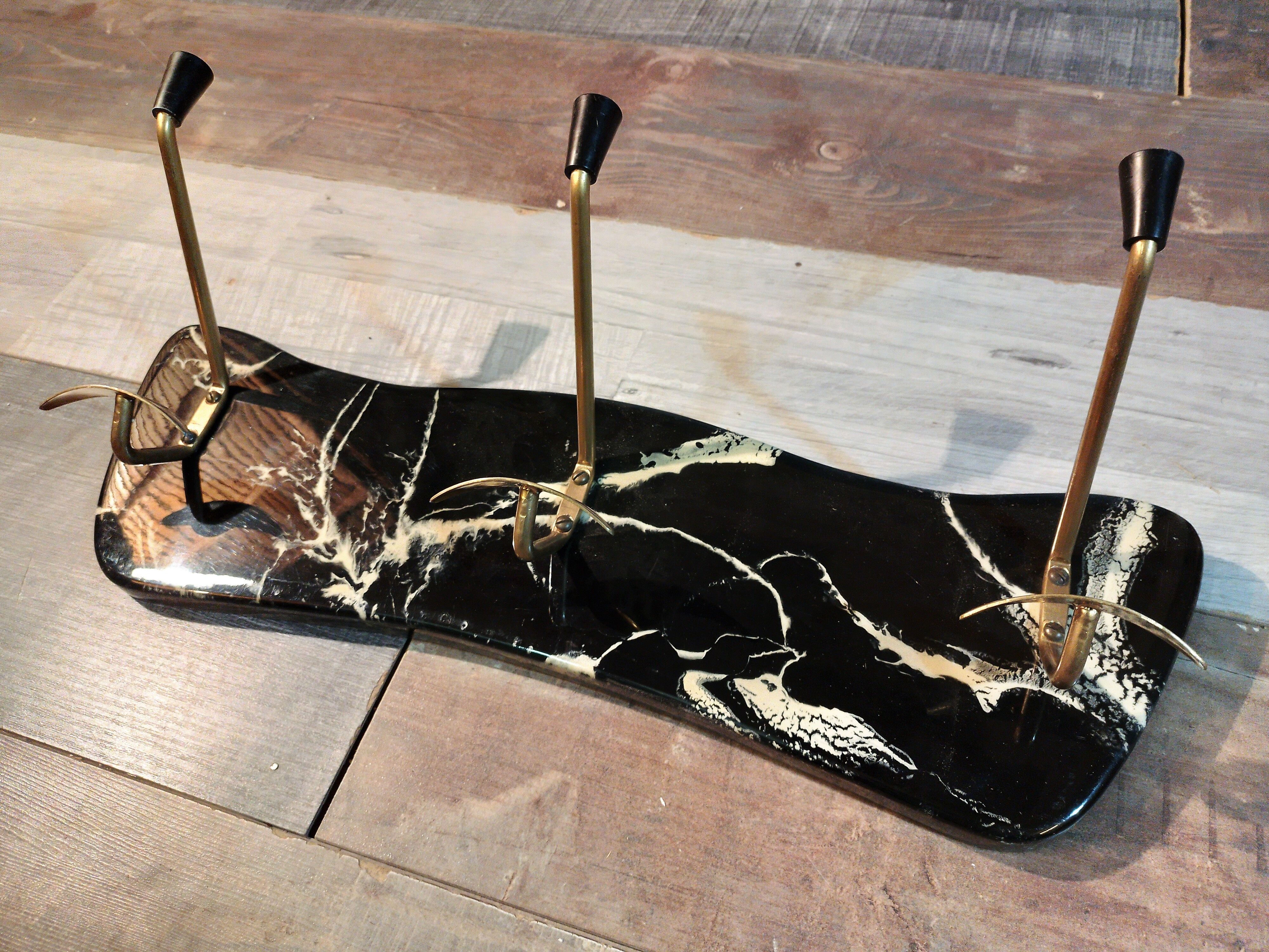 Wall coat rack "Marble" 1950s