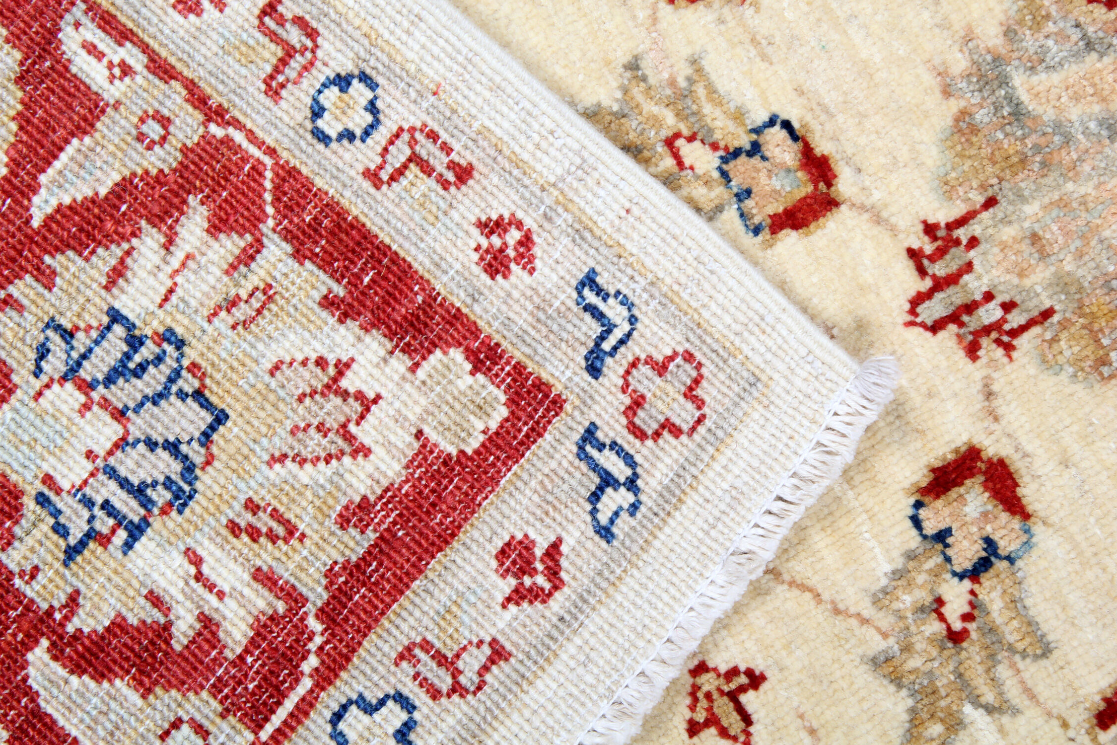 Traditional Afghan Ziegler Rug Handwoven Cream Wool Carpet- 165x195cm
