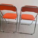Vintage chrome folding chairs / orange leatherette Soudexvinyl