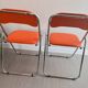 Chaises pliantes vintage chrome / skaï orange Soudexvinyl