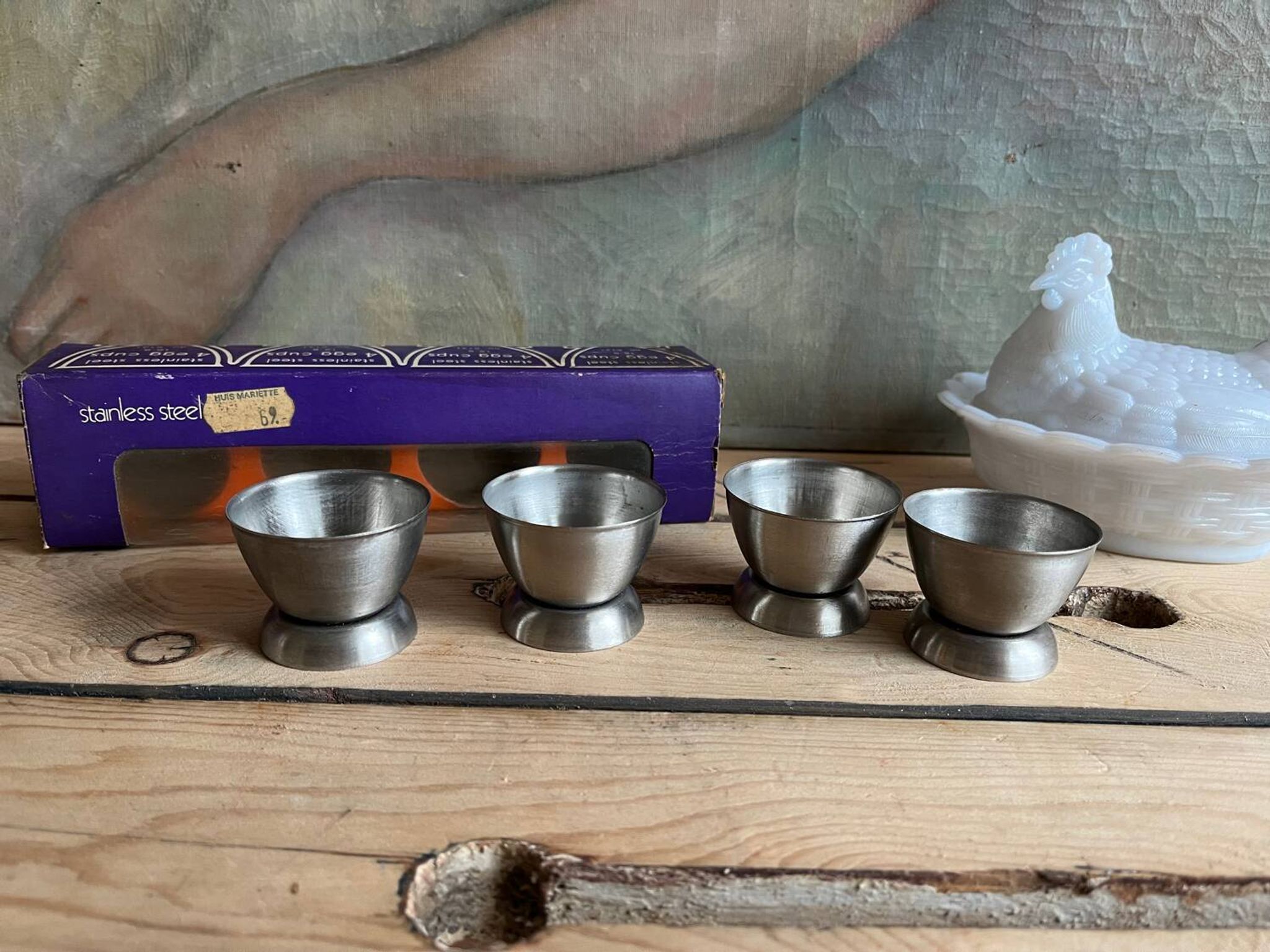 4 coquetiers vintage acier inoxydable - emballage d’origine